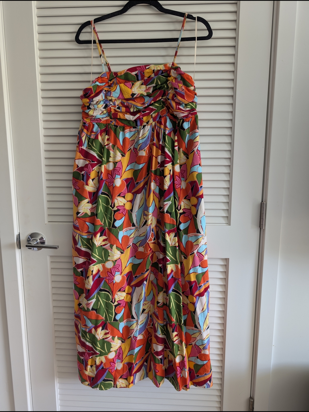 Free Assembly Tropical Floral Smocked Maxi Dress Size L 12–14